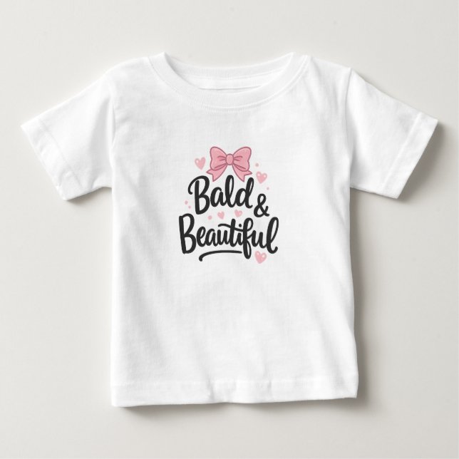Camiseta De Bebé Bald & Beautiful Pink Bow Baby Gift T-Shirt (Anverso)
