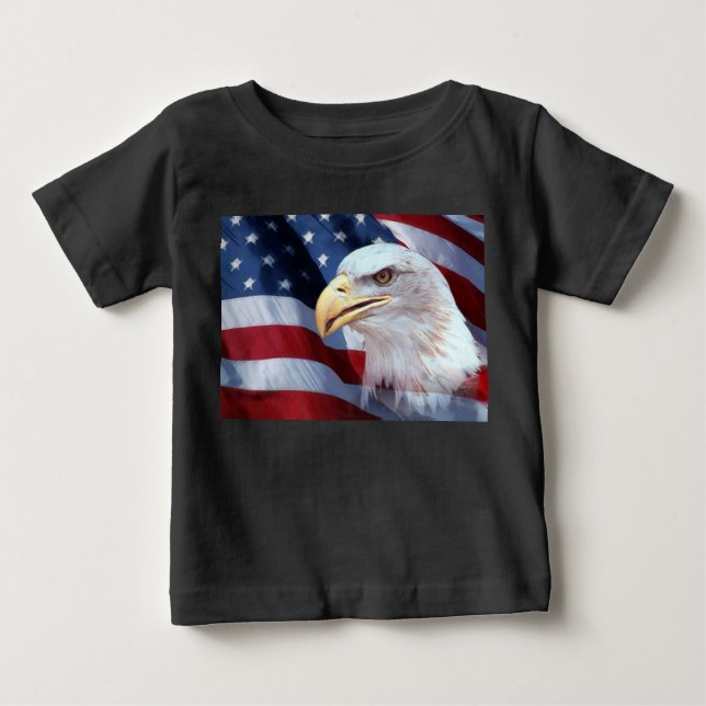 Camiseta De Bebé bald Eagle head American flag Fourth of July (Anverso)