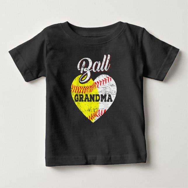 Camiseta De Bebé Ball Grandma Baseball Softball Heart-Shirt (Anverso)