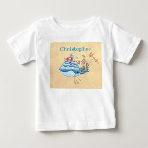 Camiseta De Bebé Ballena Azul Caprichosa, Submarino, Casa y Pez