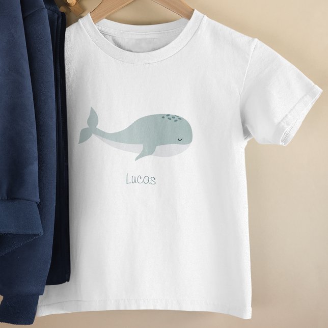 Camiseta De Bebé Ballena azul corta con nombre personalizado (Subido por el creador)