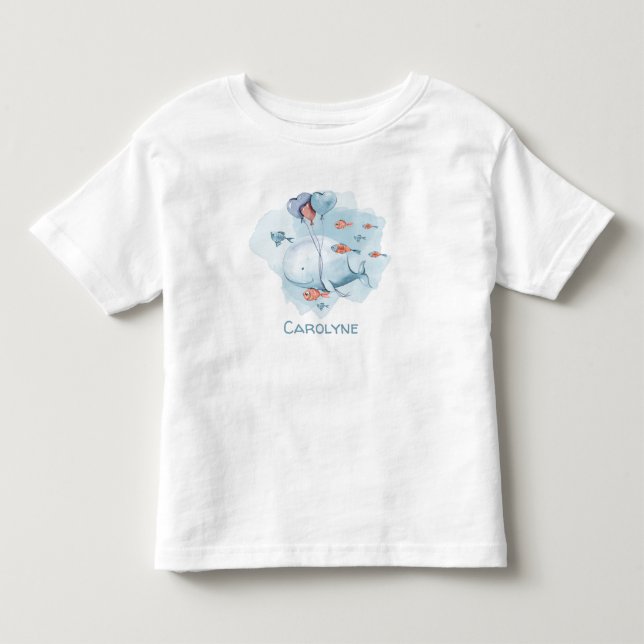 Camiseta De Bebé Ballena caprichosa con globos y peces (Anverso)
