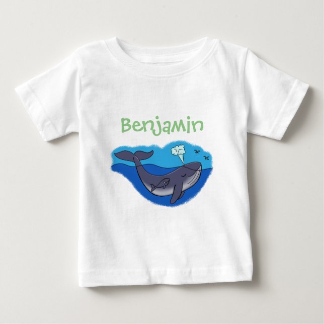 Camiseta De Bebé Ballena de bebé y ilustracion de la madre personal (Anverso)