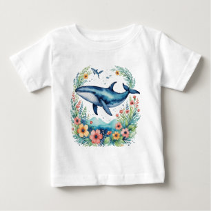 Camiseta De Bebé Ballena floral
