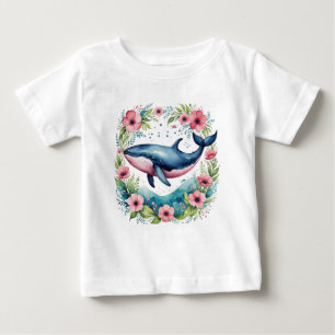 Camiseta De Bebé Ballena floral
