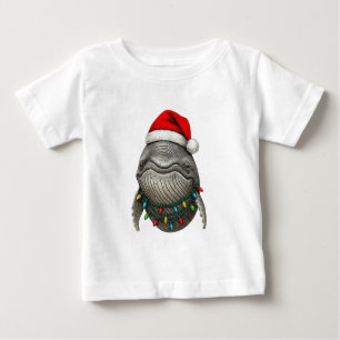 Camiseta De Bebé Ballena jorobada con sombrero de Santa con Navidad