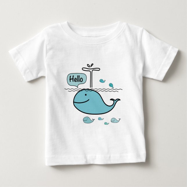 Camiseta De Bebé ballena linda, saluda al mar (Anverso)