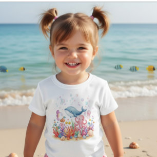Camiseta De Bebé Ballena Pulpo Lindo Bajo el Mar