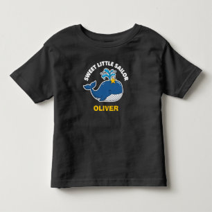 Camiseta De Bebé Ballena y Estrella de Mar Dulce Pequeño Marinero