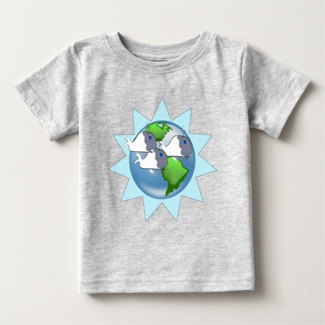 Camiseta De Bebé Ballenas para el Día de la Tierra con Starburst (Anverso)
