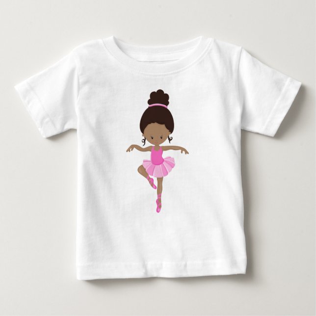 Camiseta De Bebé Ballerina afroamericana, Chica de ballet, Tutu ros (Anverso)