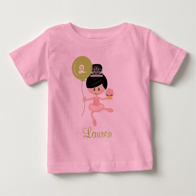 Camiseta De Bebé Ballerina Birthday Shirt Asian (Anverso)