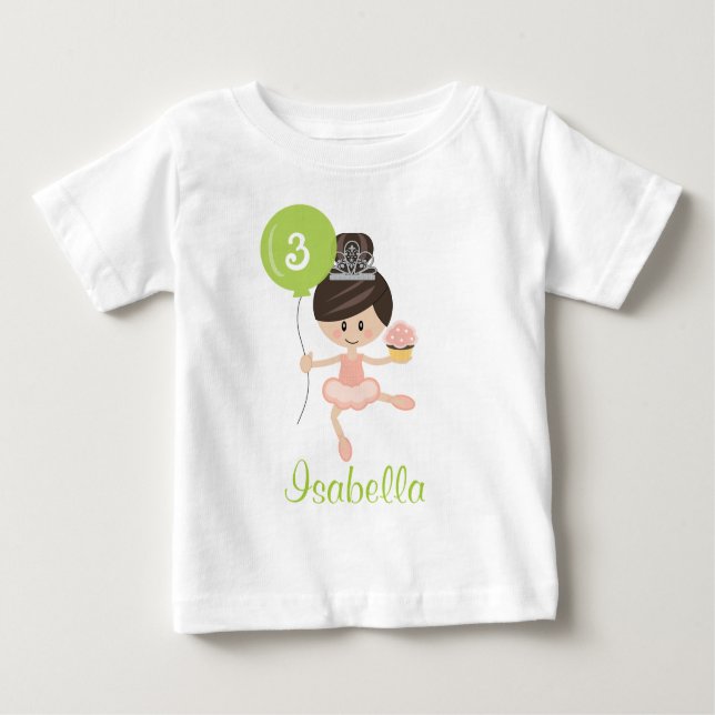 Camiseta De Bebé Ballerina Birthday Toddler T-shirt (Anverso)