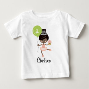 Camiseta De Bebé Ballerina Cumpleaños Camiseta bebé afroamericana