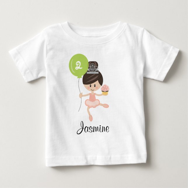 Camiseta De Bebé Ballerina Cumpleaños Infante Long Sleeve Tee Afric (Anverso)