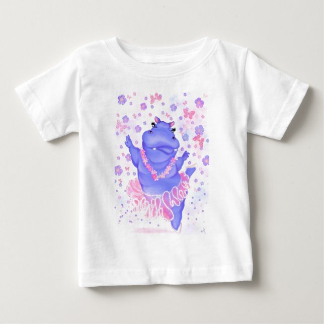 Camiseta De Bebé Ballerina Hippo Bailarina Camiseta Funny Bebé (Anverso)