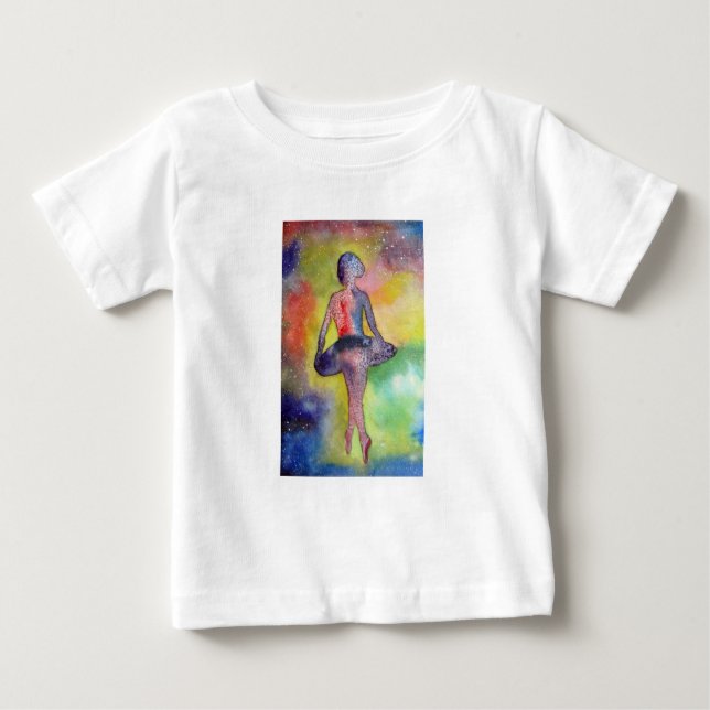 Camiseta De Bebé Ballerina Space Watercolor BabyT-Shirt (Anverso)
