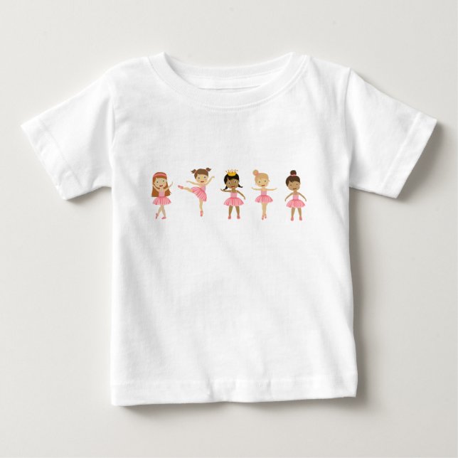 Camiseta De Bebé Ballet Bailarinas Rosadas Bailando  (Anverso)