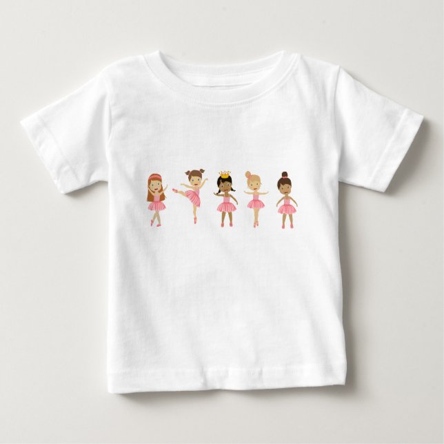Camiseta De Bebé Ballet Lindas Bailarinas Rosadas Bailando  (Anverso)
