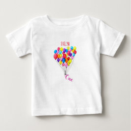 Camiseta De Bebé BALLOON 1er cumpleaños personalizado uno rosa pint