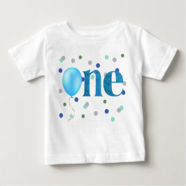Camiseta De Bebé Balón azul y primer cumpleaños de Confetti