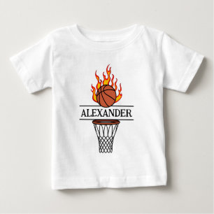 Camiseta De Bebé Balón de baloncesto y aro personalizados con nombr