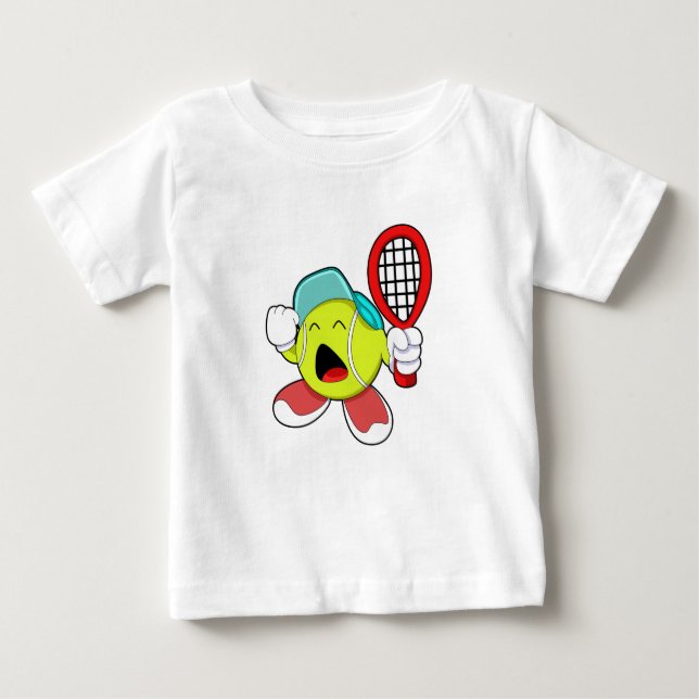 Camiseta De Bebé Balón de tenis con raqueta de tenis (Anverso)