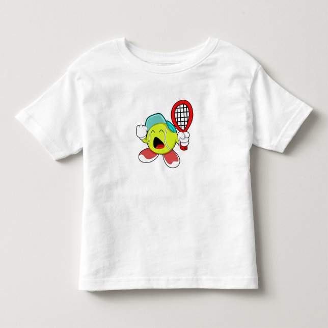 Camiseta De Bebé Balón de tenis con raqueta de tenis (Anverso)