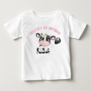 Camiseta De Bebé Balón negro mate vaca primera camiseta bebé cumple