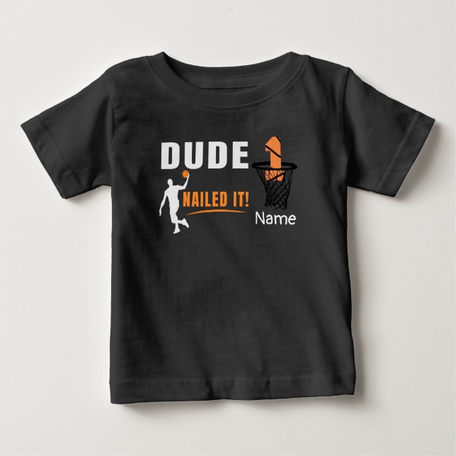 Camiseta De Bebé Baloncesto 1er cumpleaños con número en mini aro (Anverso)