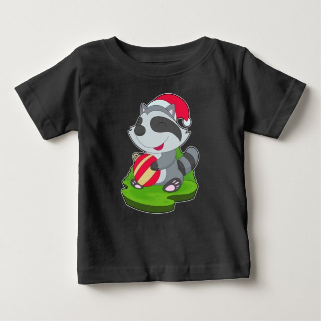 Camiseta De Bebé Baloncesto de Navidades de Racoon Navidades (Anverso)