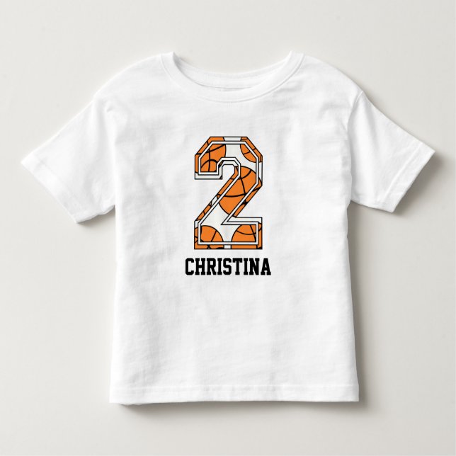 Camiseta De Bebé Baloncesto personalizado número 2 (Anverso)