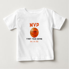 Camiseta De Bebé Baloncesto Primer Año Abajo Cumpleaños 1