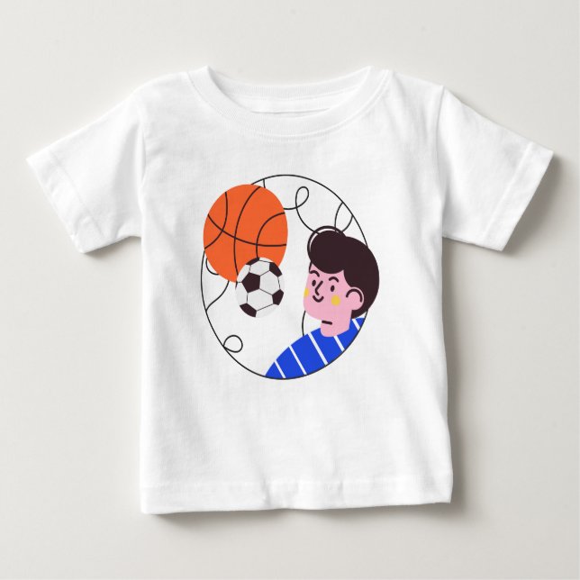 Camiseta De Bebé Balones de Baloncesto Infantil Balones de Fútbol (Anverso)