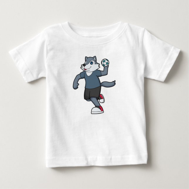 Camiseta De Bebé Balonmano jugador de balonmano lobo (Anverso)