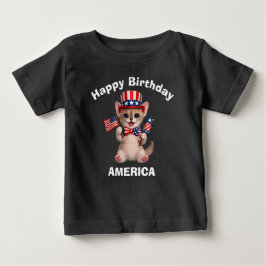 Camiseta De Bebé Bambino Kitten (1l) Patriotic Kid T-Shirt