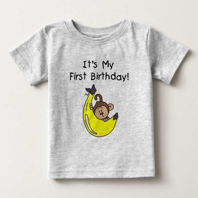 Camiseta De Bebé Banana - Boy Monkey Primer cumpleaños (Anverso)