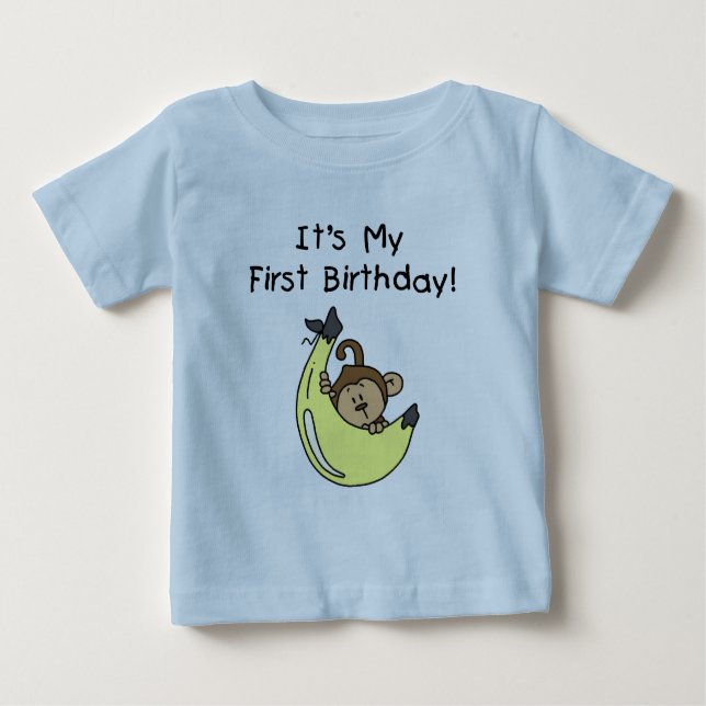 Camiseta De Bebé Banana - Boy Monkey Primer cumpleaños (Anverso)
