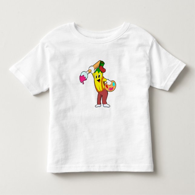 Camiseta De Bebé Banana como pintora con pincel de pintura (Anverso)