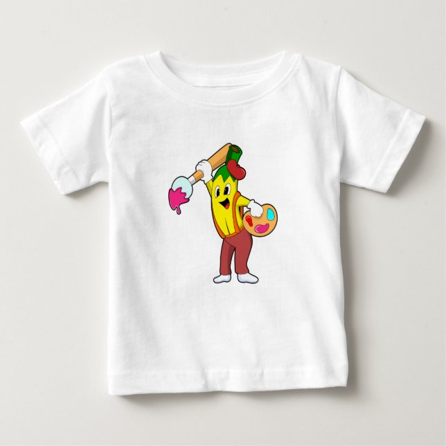 Camiseta De Bebé Banana como pintora con pincel de pintura (Anverso)