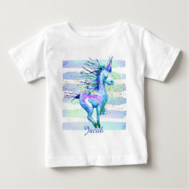 Camiseta De Bebé Bandas de acuarela mágica de unicornio
