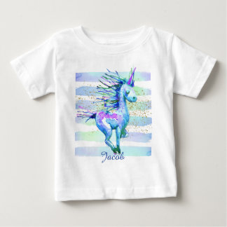 Camiseta De Bebé Bandas de acuarela mágica de unicornio