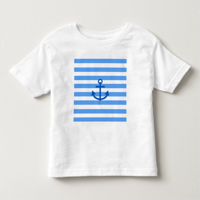 Camiseta De Bebé Bandas de anclaje Azul y Blanco (Anverso)