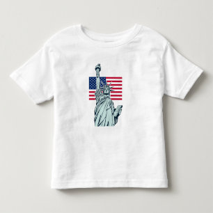 Camiseta De Bebé Bandera Americana con la Dama de la Libertad    