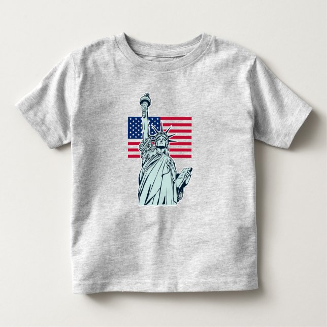 Camiseta De Bebé Bandera Americana con Lady Liberty   (Anverso)