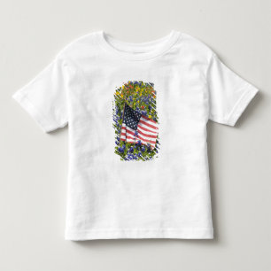 Camiseta De Bebé Bandera americana en campo de Blue Bonnets,
