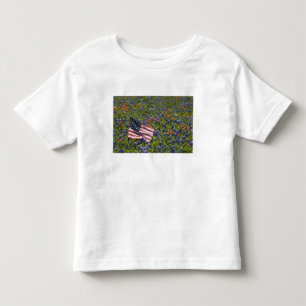 Camiseta De Bebé Bandera Americana en campo de Blue Bonnets, 2