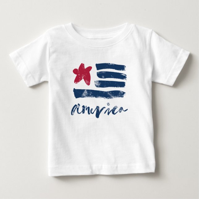 Camiseta De Bebé Bandera americana Paintstrokes (Anverso)