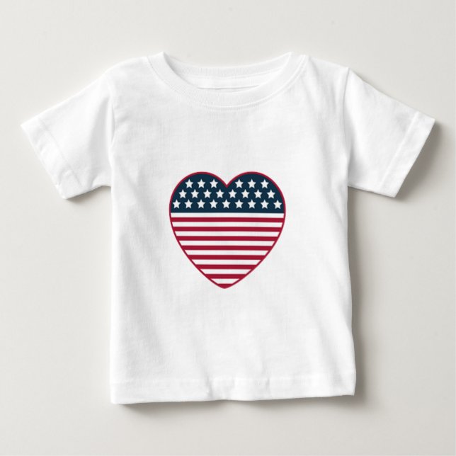 Camiseta De Bebé Bandera con forma de corazón estadounidense (Anverso)