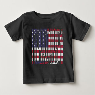 Camiseta De Bebé Bandera de amor de código de barras norteamericano